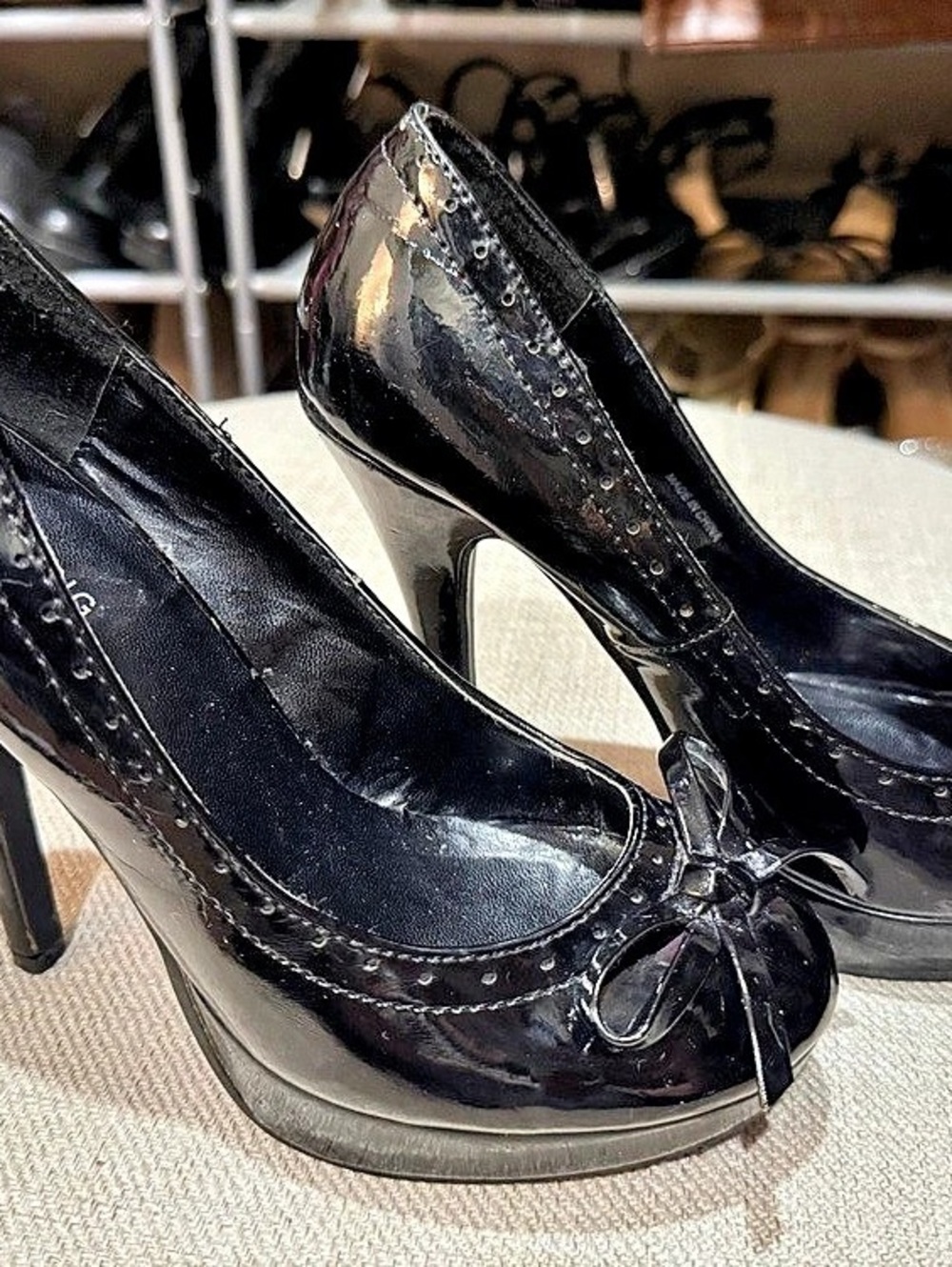 Spring Black Bow Platform Heels